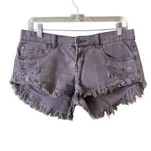 Pistola Gray Denim Jean Distressed Raw Hem Mini Micro Shorts Sz S